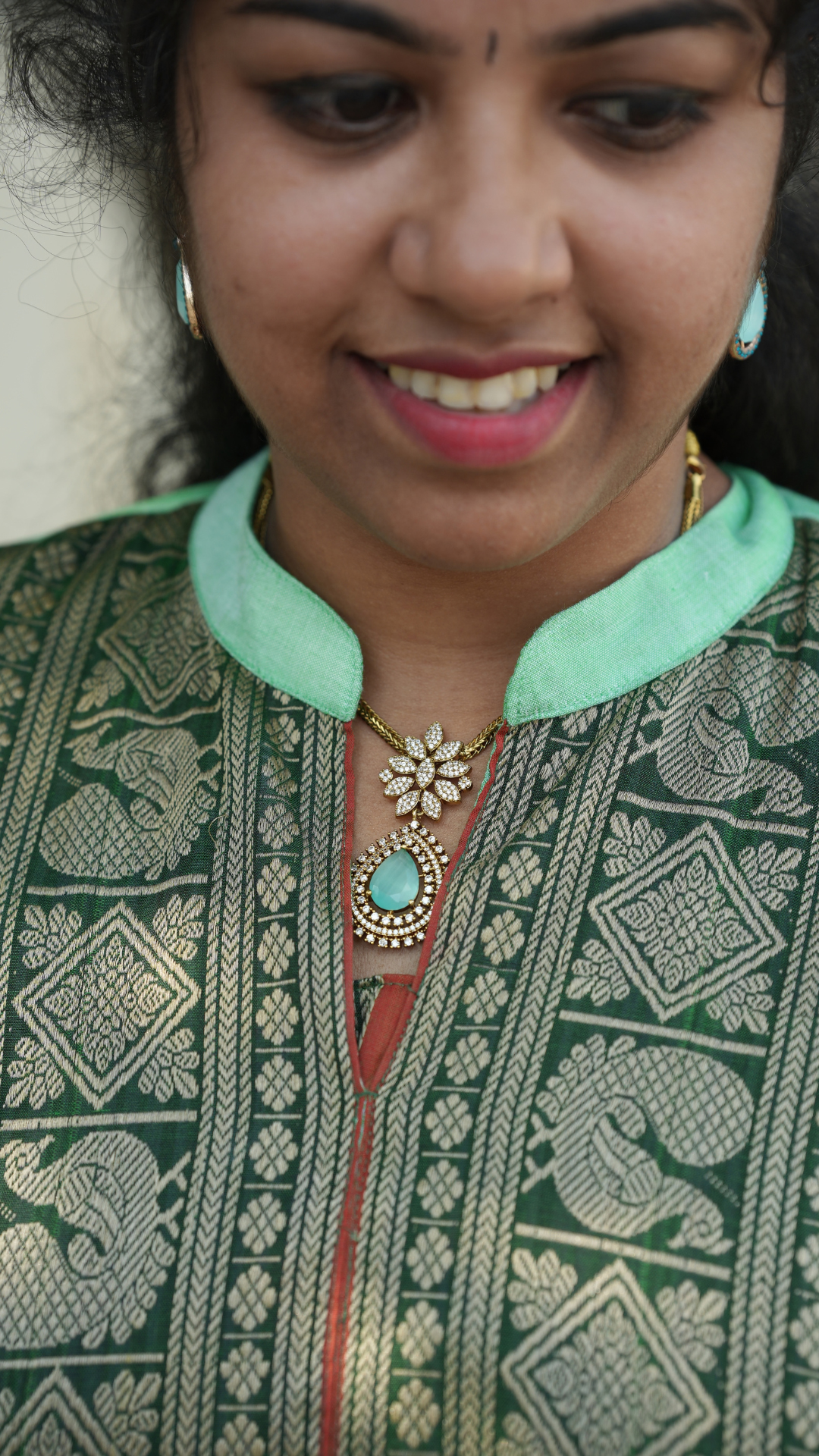 Light Green Narayanpet Maxi with Dupatta - Festive Edit