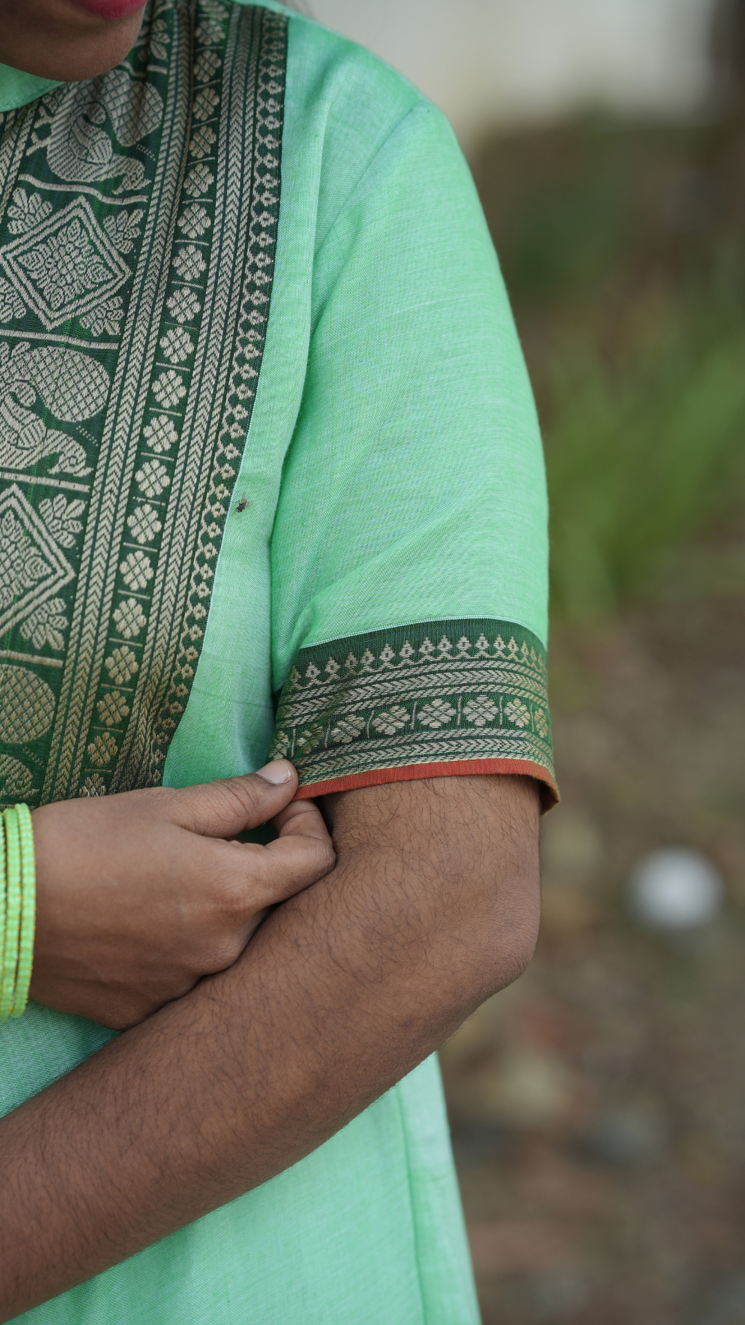 Light Green Narayanpet Maxi with Dupatta - Festive Edit