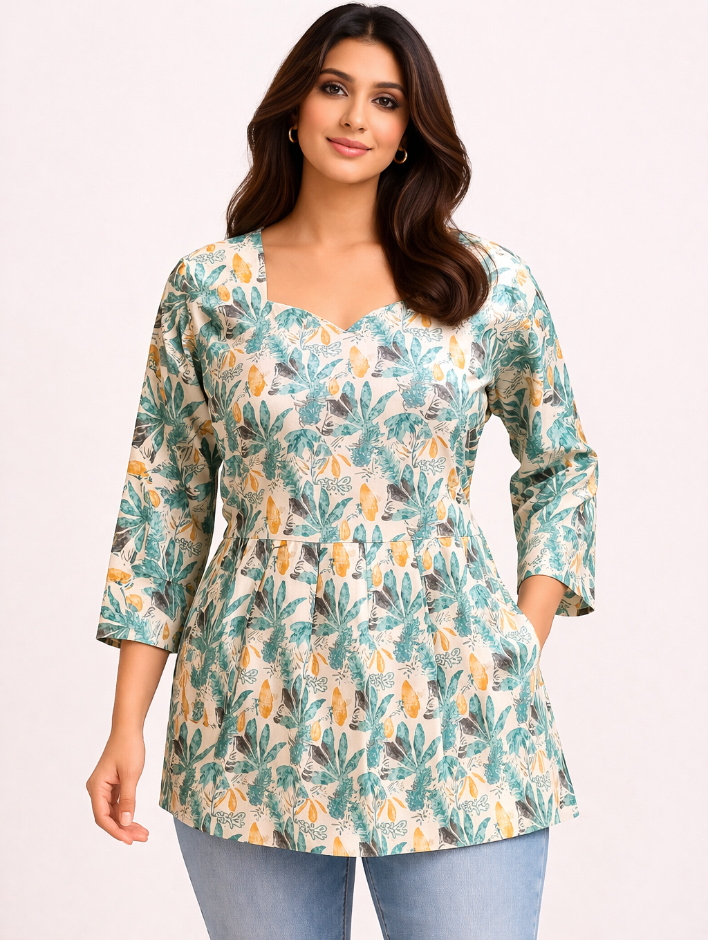 Sandal Pure Cotton Peplum Short Kurti
