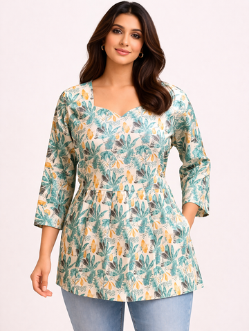 Sandal Pure Cotton Peplum Short Kurti