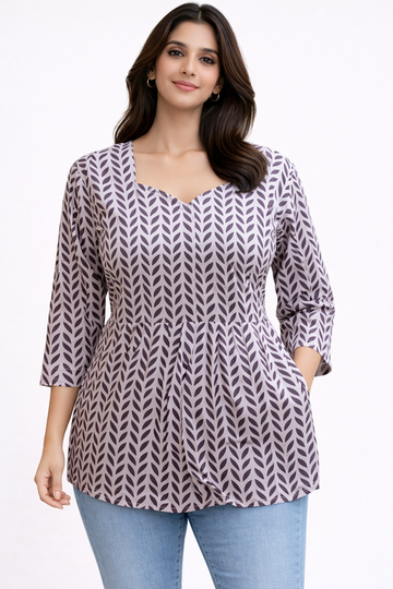 Magenta  Pure Cotton Peplum Short Kurti