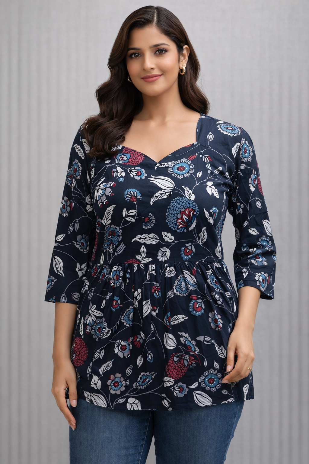 Black Pure Cotton Peplum Short Kurti