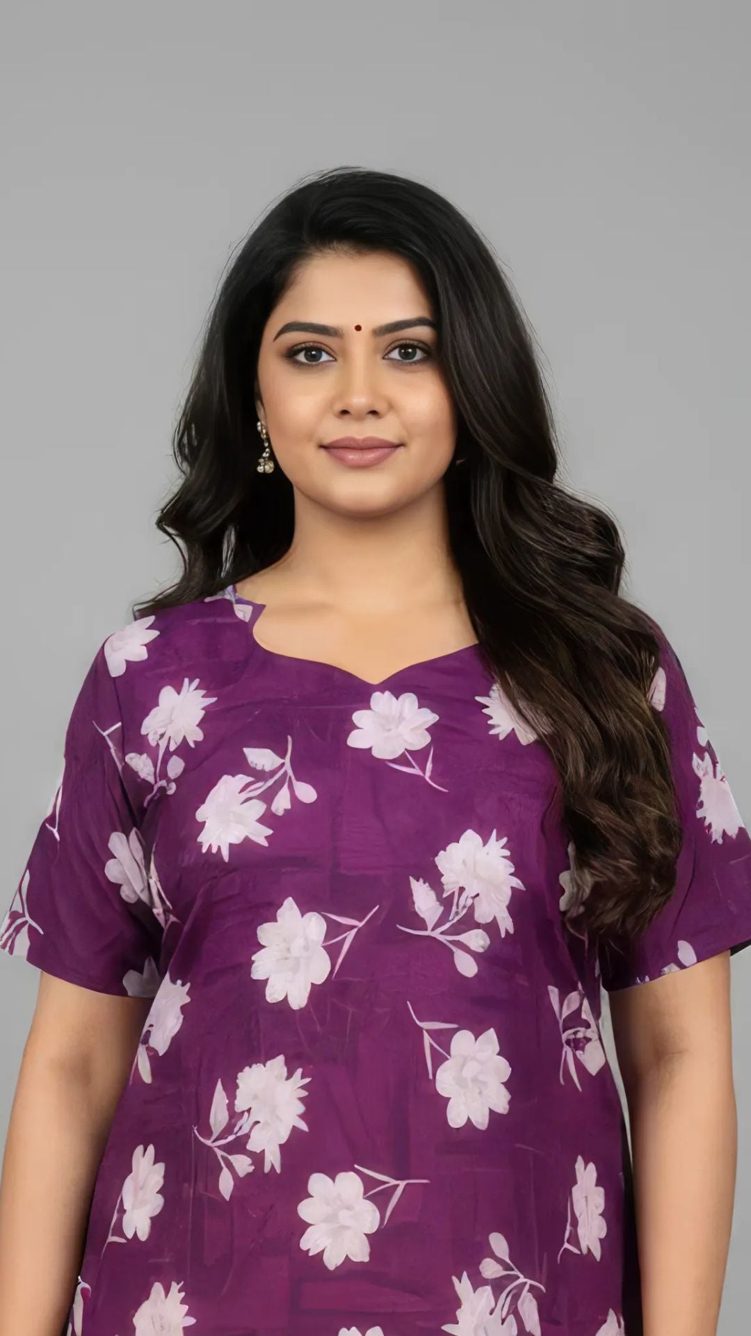 Magenta Cotton Half Sleeve Kurti | 40–42 Inch Length | Comfort Fit with 4-Inch Hip Ease | Sizes S to 5XL