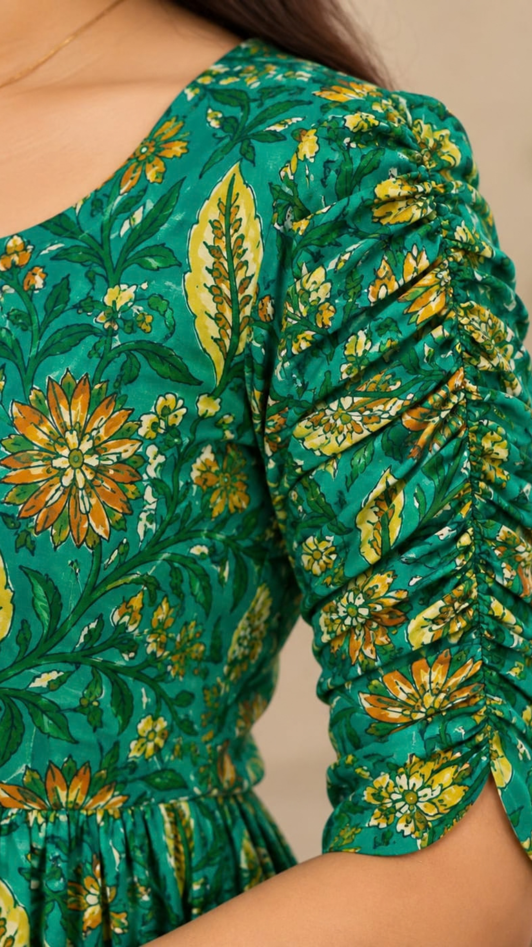 Green Pure Cotton Tier Maxi