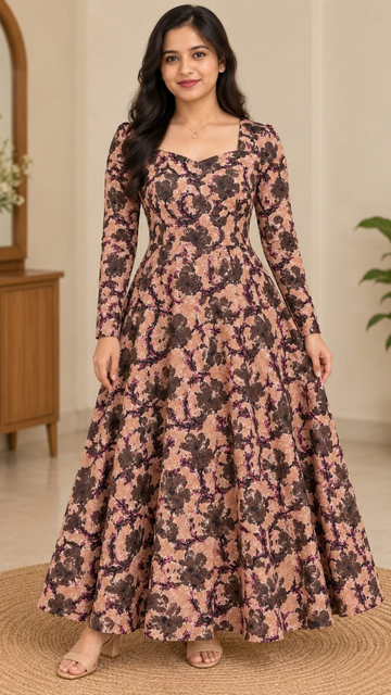 Light Peach Pure Cotton Circular Maxi