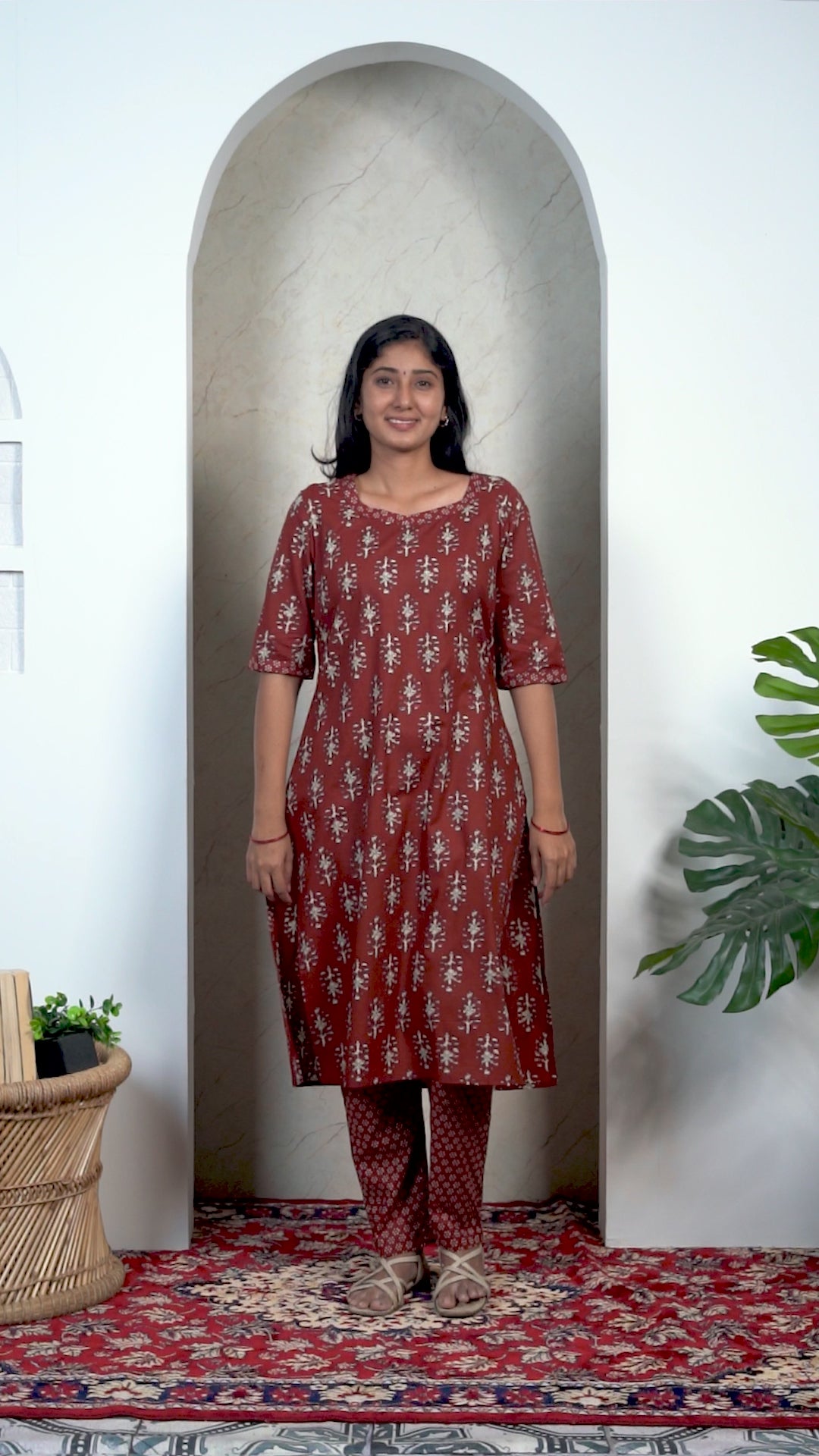 Maroon Soft Printed Cotton Kurta Set for Women | Office & Daily Wear