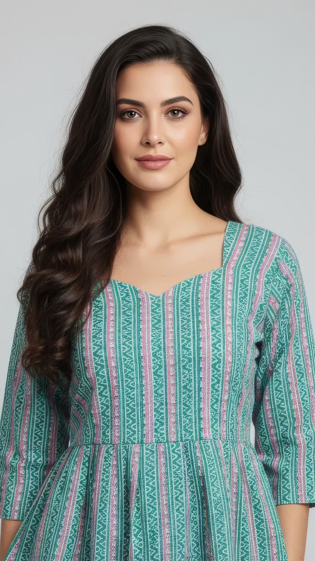 Teal Green Pure Cotton Peplum Short Kurti