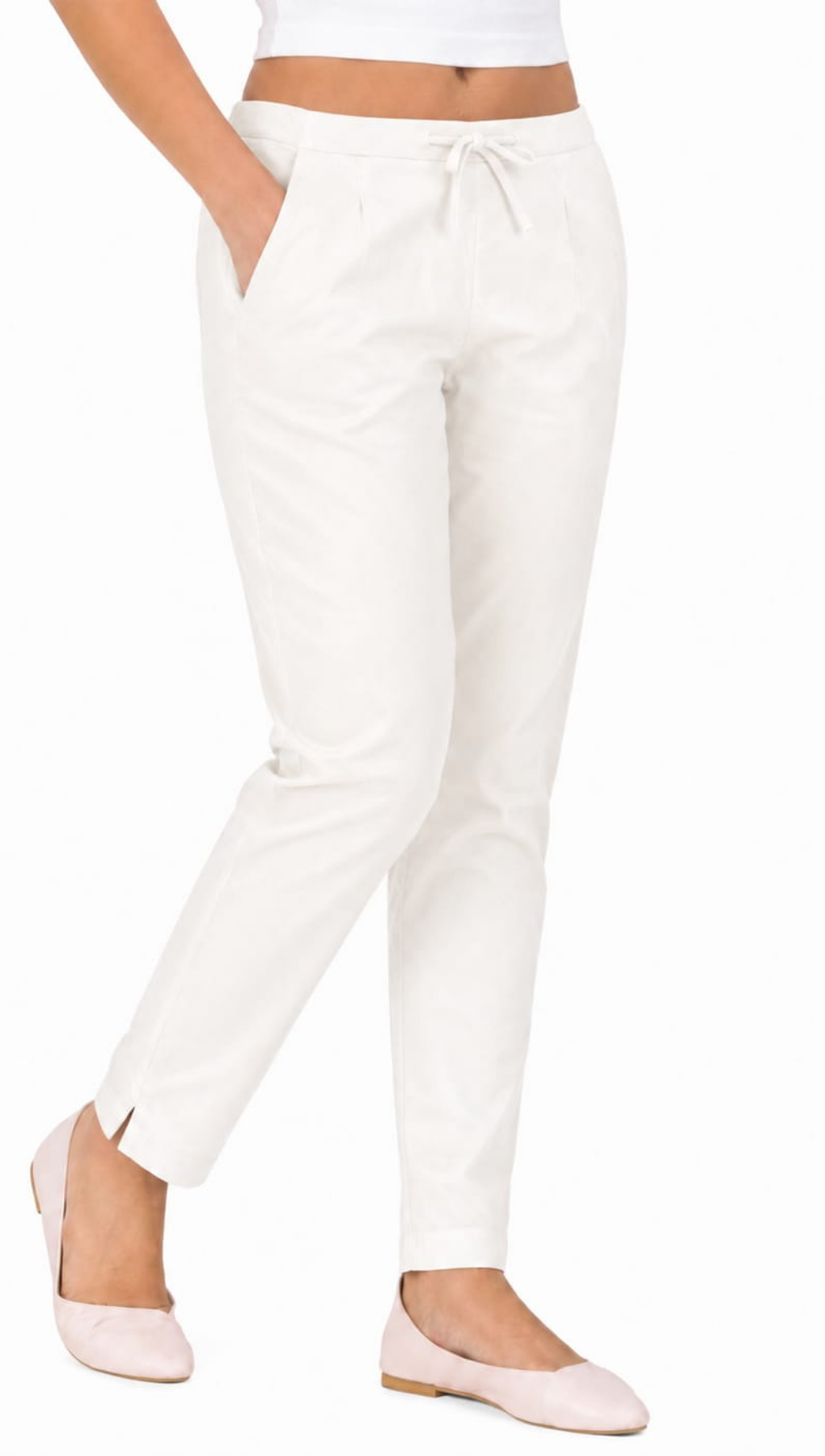 White Cotton Flex Kurta Pant