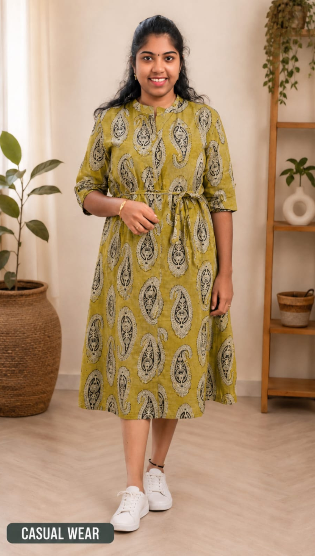 Yellow  Bagru Handblock A-Line Flared Kurta - Customization